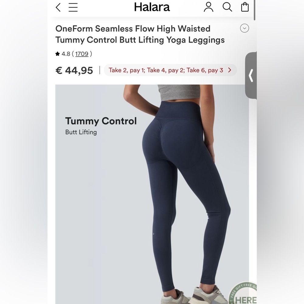 Halara OneForm High-Waisted Tummy Control Yoga Leggings - Navy XS New MSRP $45